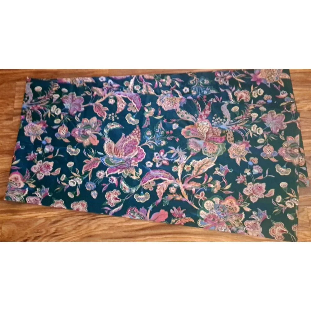 Lotus Flower Valance Dark Green Art Deco Style Baroque Floral Elegant 16x70